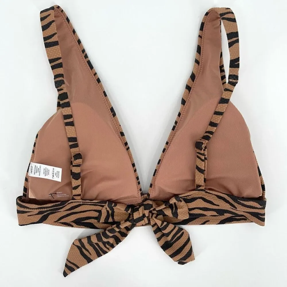 NWOT‎ Aerie Pique Animal Print Triangle Bikini Top Women Large Tan Black